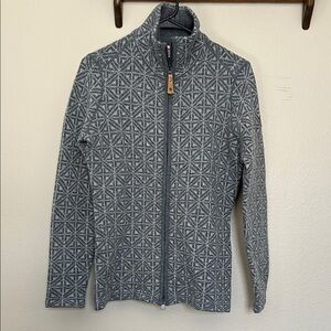 Fjallraven Wool Full-zip Snow Cardigan in Grey Scandinavian Pattern Size Small